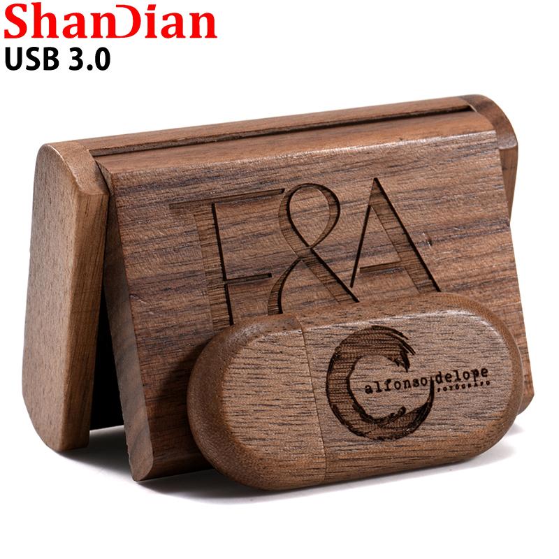 Shandian Walnut Wood USB 3.0 Flash Drive 4GB 8GB 16GB 32GB 64GB PEN DRIVE LOGO MIỄN PHÁ