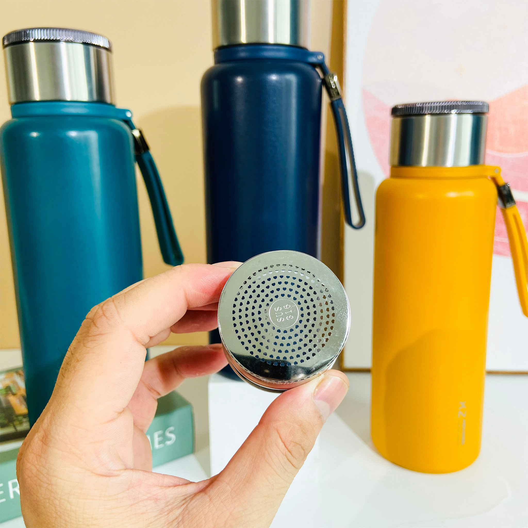 Bình giữ nhiệt cỡ lớn XZ thể thích 1000ML giữ nóng lạnh lên đên 24H, lọc trà kiểu mới, 4 màu