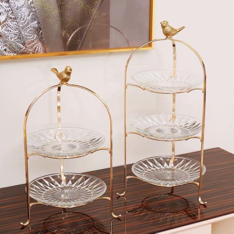Đĩa quả 3 tầng Chim khuyên tân cổ điển phong cách Bắc Âu - Decor-08L