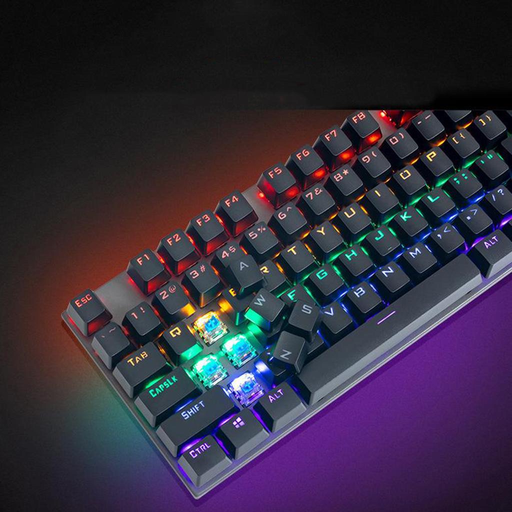 USB Wired Gaming Mechanical Keyboard 104 Key,Multi Color RGB Illuminated LED Backlit