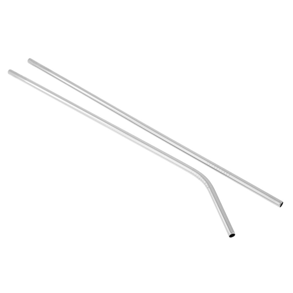 2pcs Stainless Steel Drinking Straw Sucker Straight Bent Set for Party Tumbler Glasses Tea Cup