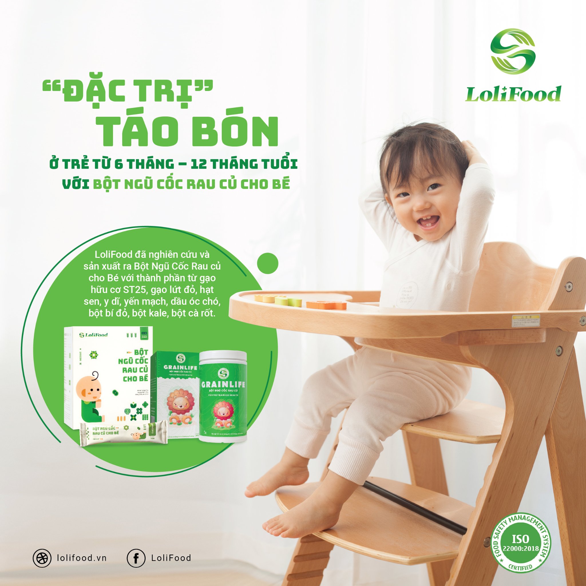 Ngũ Cốc Ăn Dặm Cho Bé LoliFood,Ngũ Cốc Rau Củ Hữu Cơ Ăn Dặm Cho Bé, 100% Tự Nhiên, Bổ Sung Chất Sơ, Phát Triển Toàn Diện Cho Bé 20 gói x14gr