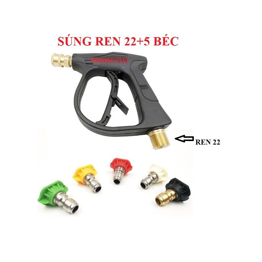 Súng rửa xe + béc cao áp rửa xe, đầu béc 0-15-25-40 độ