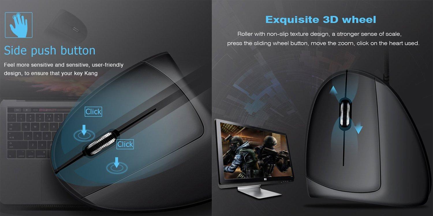 Chuột công thái học Chuột chơi game không dây Chuột quang dọc cho máy tính xách tay