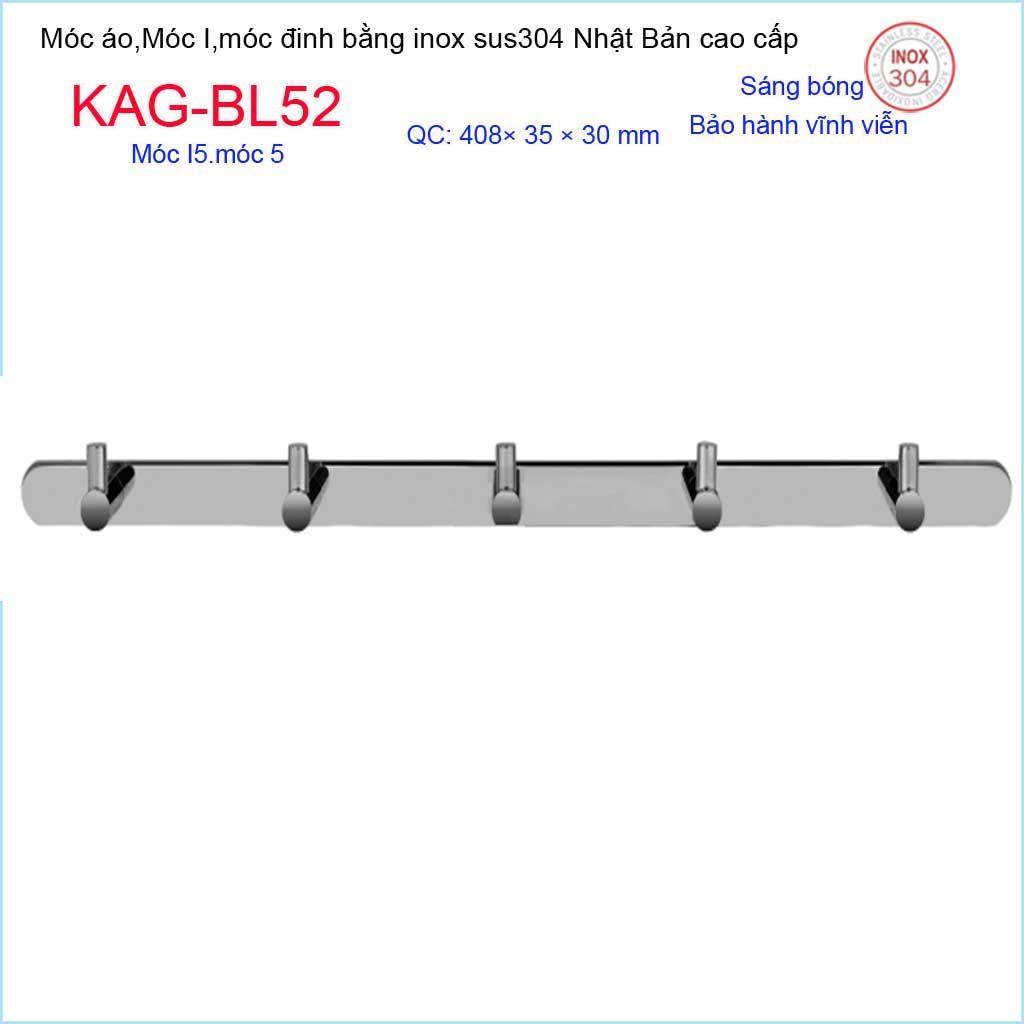 Móc treo đồ phòng tắm, Phụ kiện phòng tắm cao cấp Kace, Móc I5 treo đồ inox 304 Nhật Bản KAG-BL52