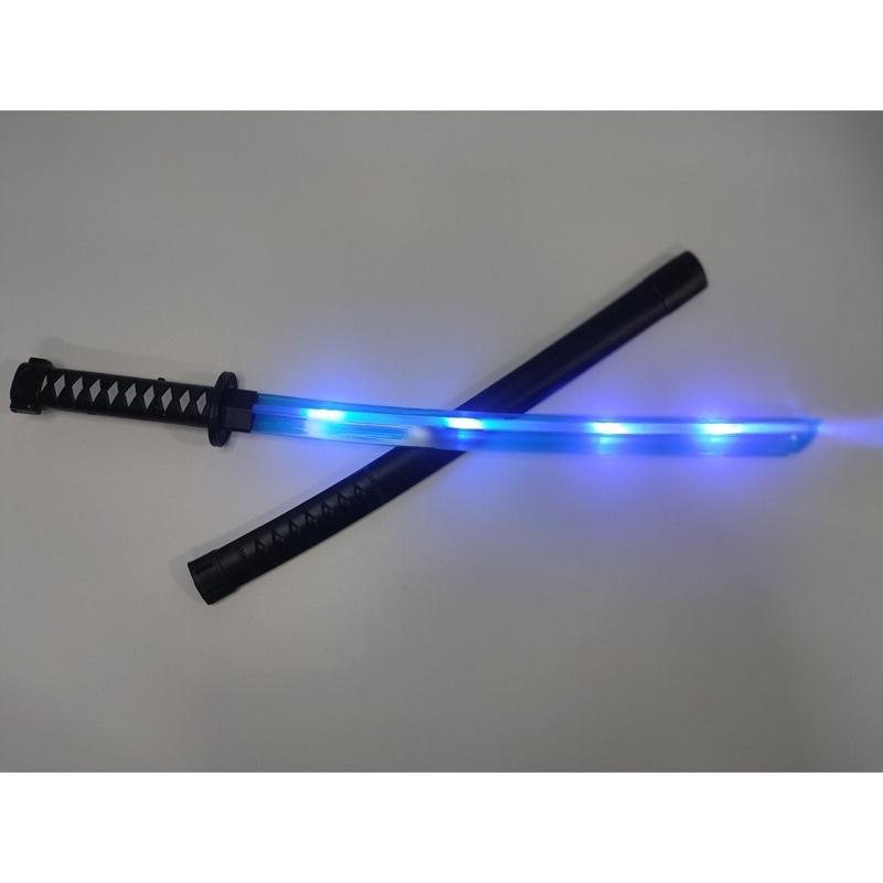 Kiếm Nhật Katana Tặng Kèm 3 Pin, Kiếm Đen Phát Sáng Đèn Led Có Đèn Có Nhạc - Kiếm Nhật Đèn Xanh