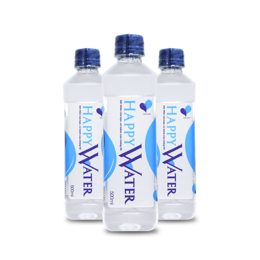 Thùng nước tinh khiết Happy Water 500ml Thùng 18 chai