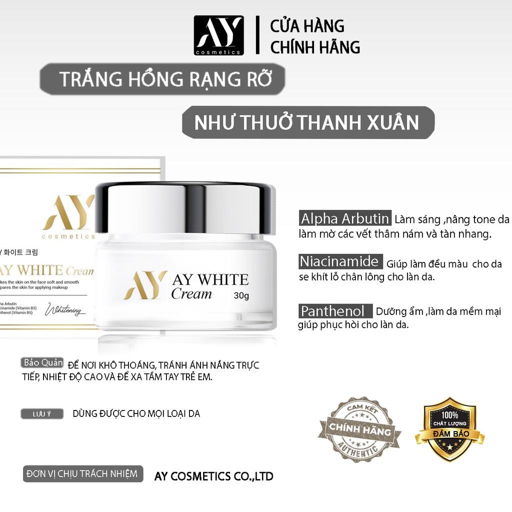 Kem AY WHITE cream ,Dưỡng Trắng da, mờ thâm nám năng tone 30g, thương hiệu AY cosmetics.8938545334026