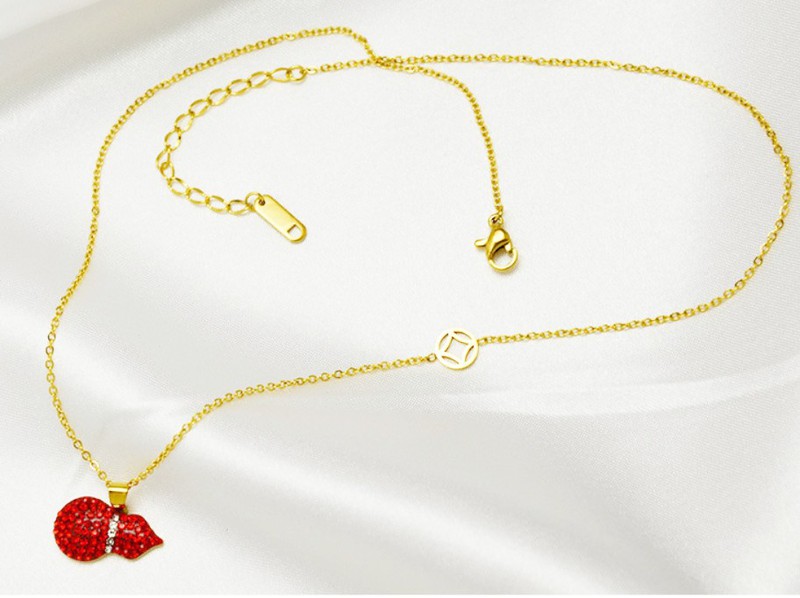 Dây Chuyền Hồ Lô Đỏ May Mắn Titan Không Đen TT 1843