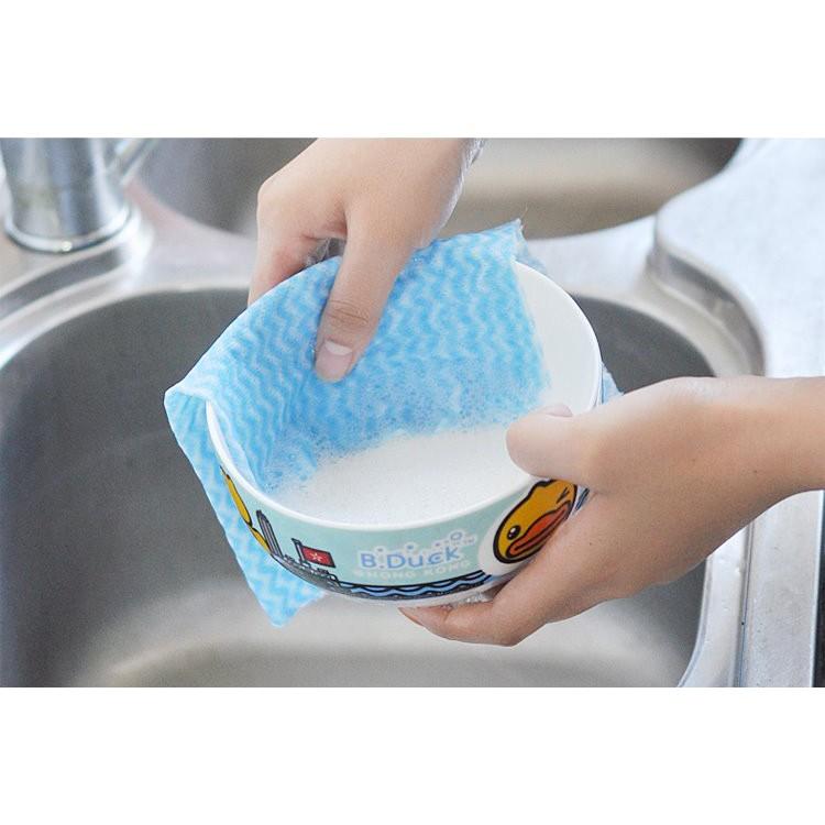 Cuộn 50 khăn lau đa năng bếp, bát đĩa, cốc chén thấm nước chống dính dầu mỡ hai mặt loại to 20x30cm