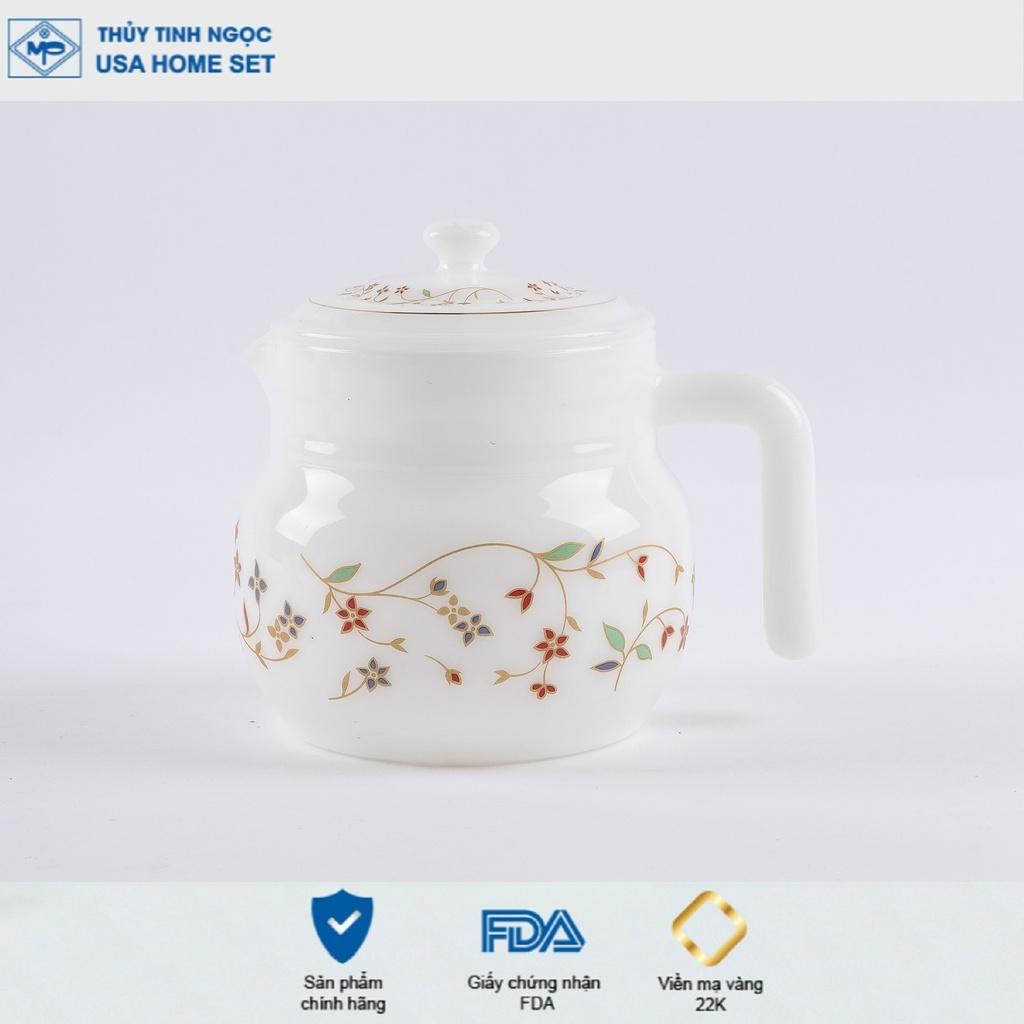 Ấm café 1.4L viền vàng 22K các mẫu hoa văn Thủy Tinh Ngọc USA Homeset cao cấp nhập khẩu chính hãng