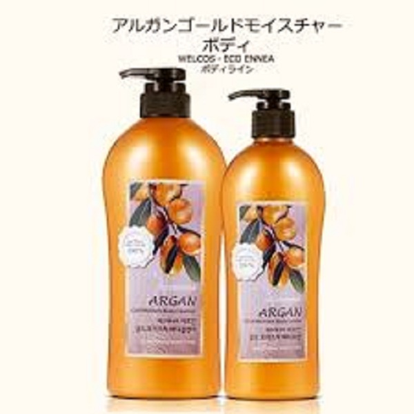 Dưỡng thể thảo dược 100% tinh dầu Argan Welcos Argan Gold Moisture Body Lotion 500g