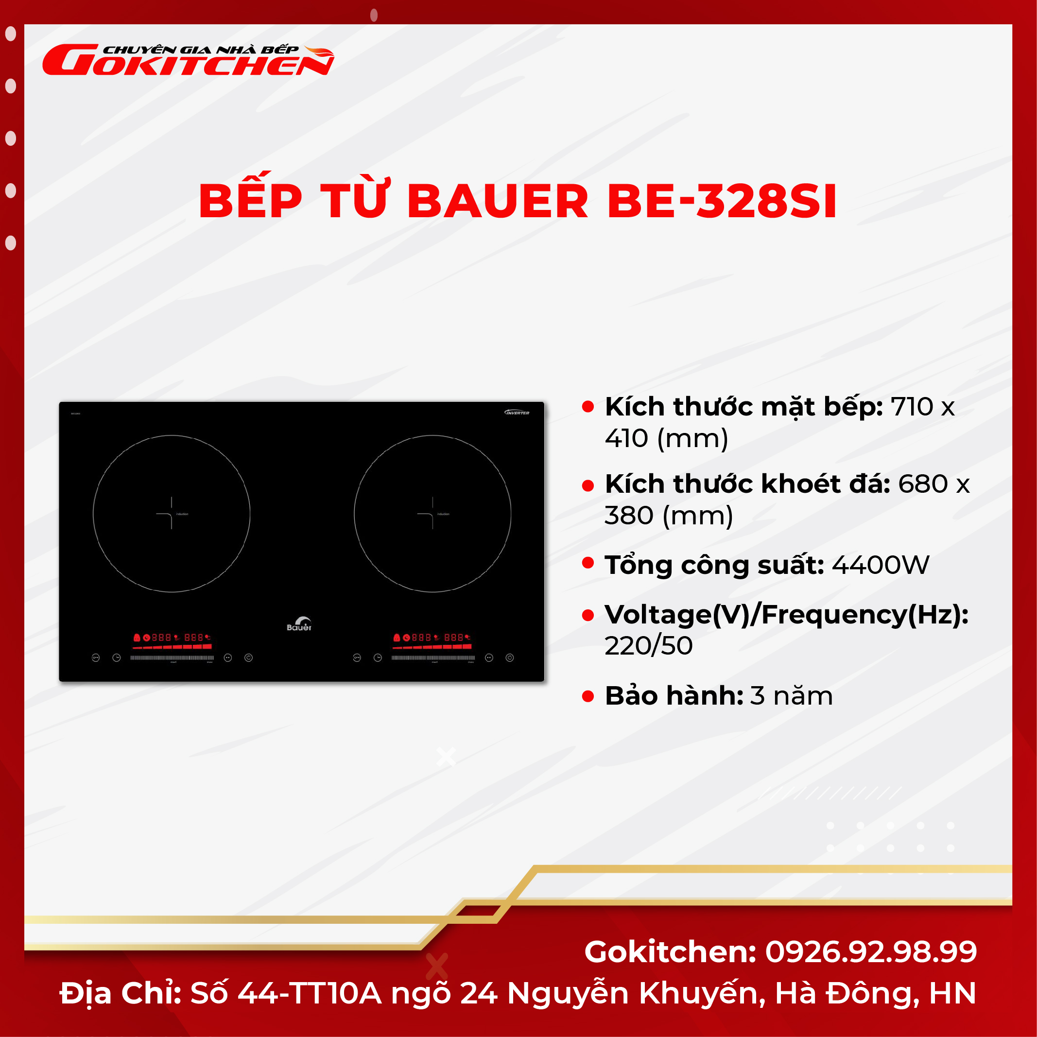 Bếp từ đôi chất lượng cao BAUER BE-328SI - Gokitchen - Hàng chính hãng