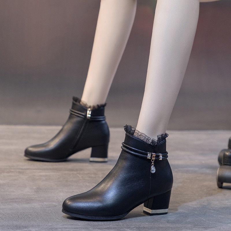 Giày bốt da mềm gót cao vừa thời trang mùa thu cho nữ 2021