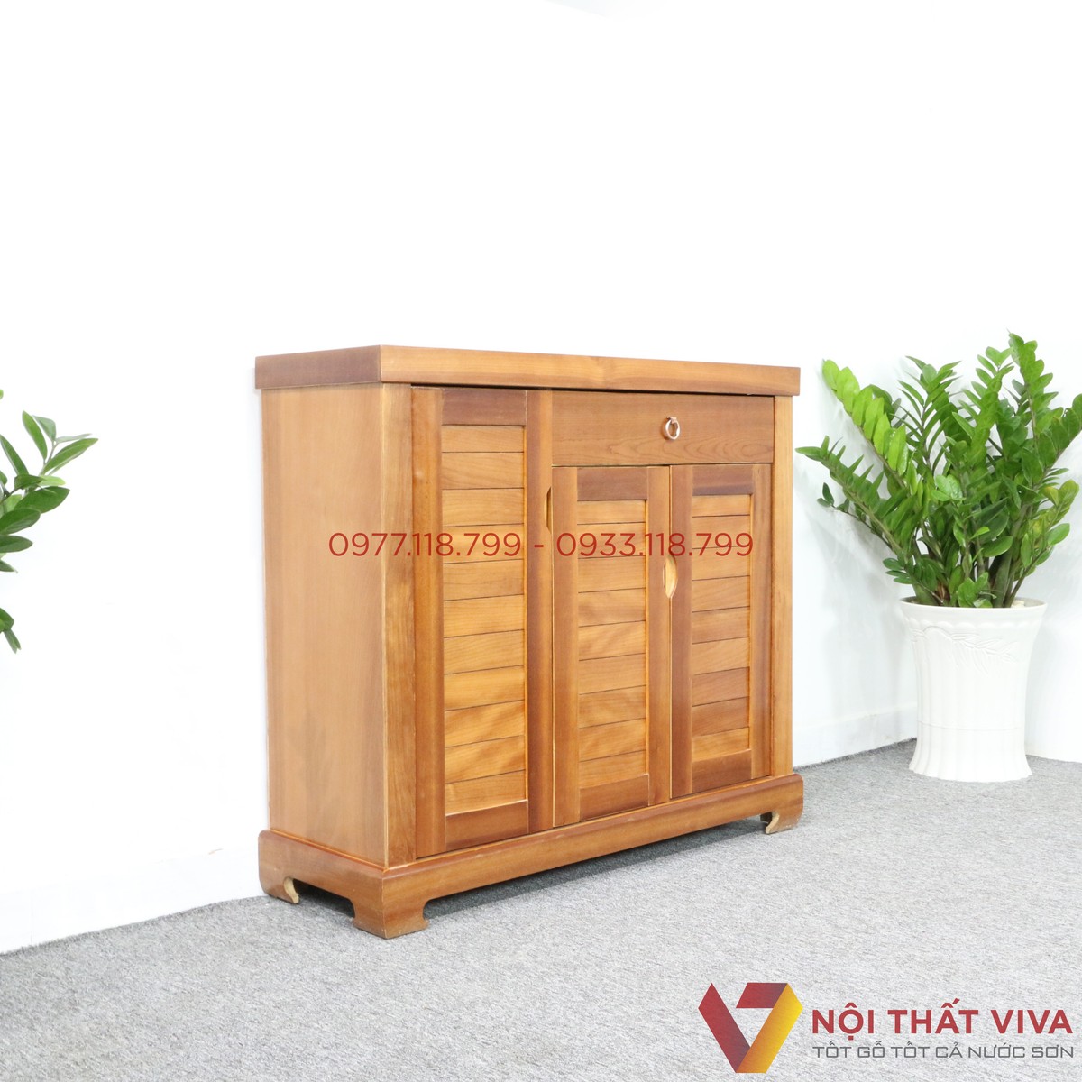 Tủ Giày Dép Gỗ Xoan Đào 3 Cánh Đẹp Giá Rẻ