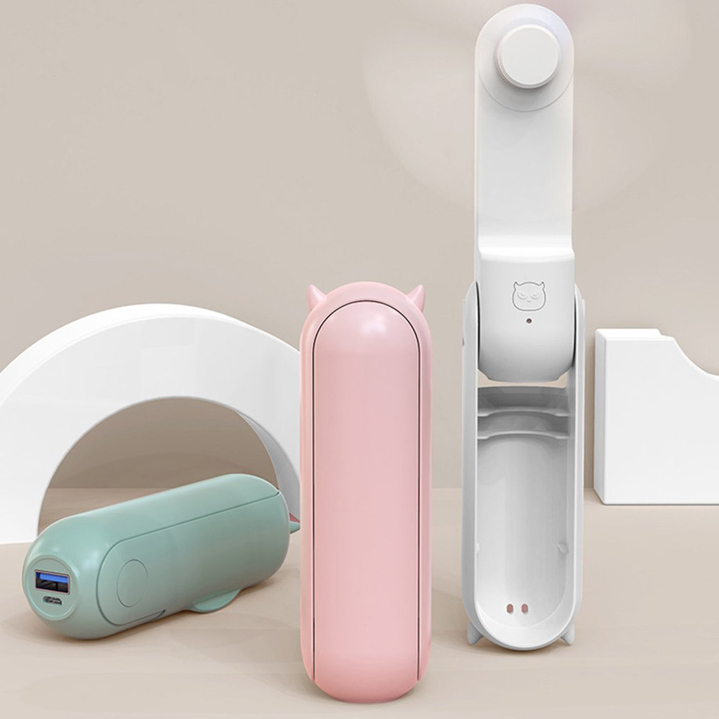 Quạt Cầm Tay Mini Đa Năng Kiêm Sạc Dự Phòng Tiện Dụng, Không Gây Ồn, Có Thể Gấp Gọn, Dung Lượng Pin 1500mAh, 2 Mức Làm Mát
