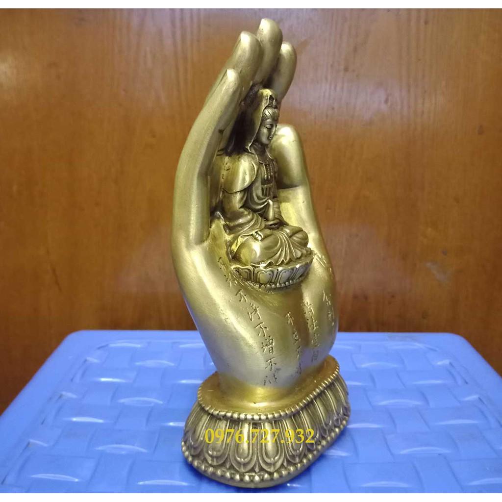 Bàn tay phật quan âm bằng đồng cao 18cm, bàn tay phật bằng đồng