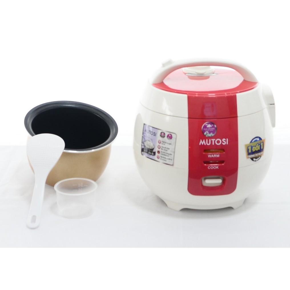 Nồi cơm điện Mutosi MR-12 (Đỏ) lòng niêu chống dính 1.2L  - Hàng chính hãng