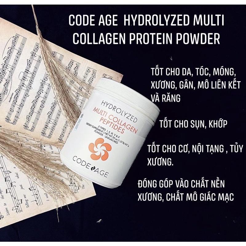 HÀNG NHẬP KHẨU-Bột Collagen Thủy Phân Code Age Hydrolyzed Multi Collagen Peptides Tổng Hợp Giúp Trẻ Hóa Da Chống Lão Hoá