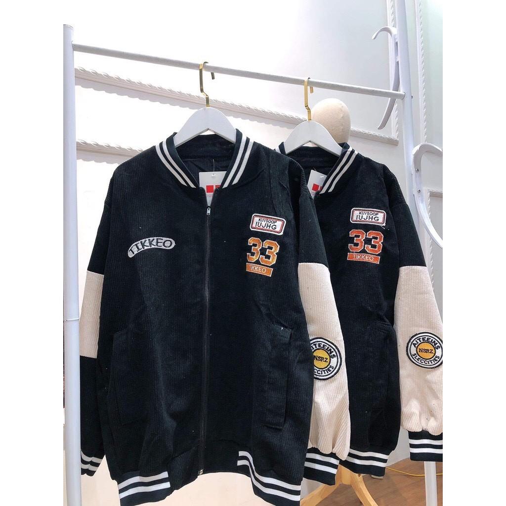 Áo Bomber Nhung Gân 33 Unisex NAm Nữ Couple Hot 2021 Form Rộng Ulzzang