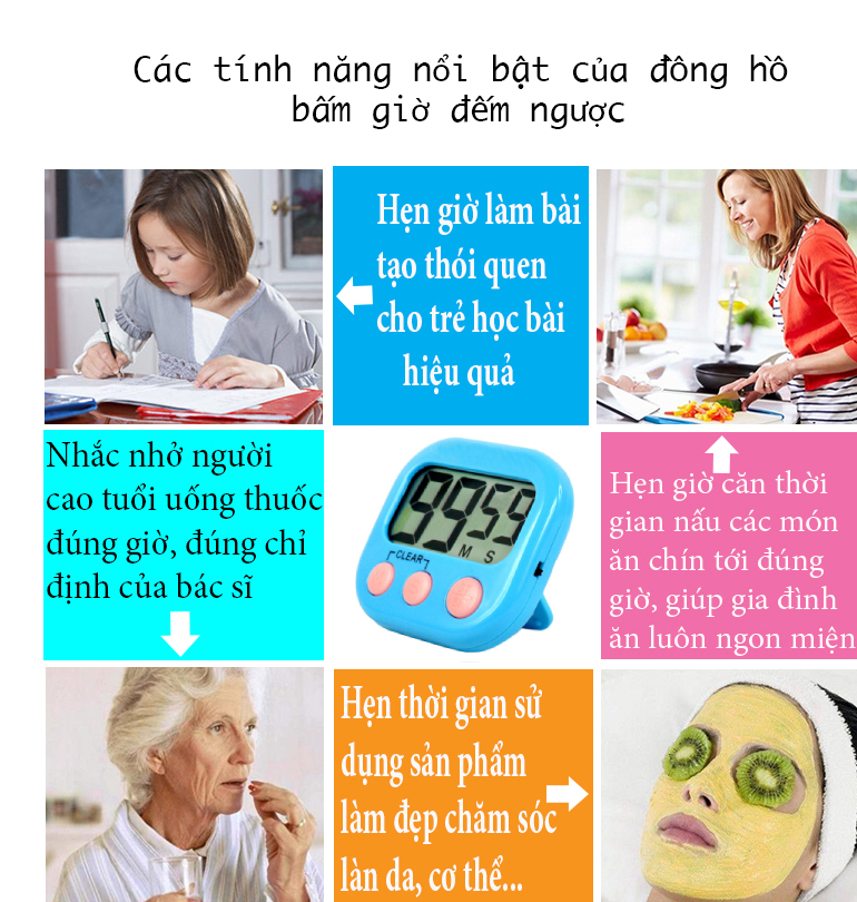 Đồng Hồ Bấm Giờ Đếm Ngược Có Giá Đỡ