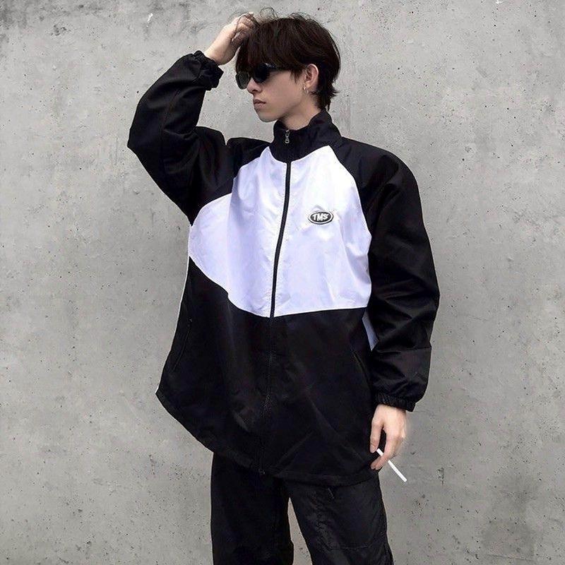 Hình ảnh Áo khoác bomber nam nữ unisex gió jacket dù 2 lớp cúc bấm form rộng local brand ulzzang phong cách hàn quốc đep MIDSIDE