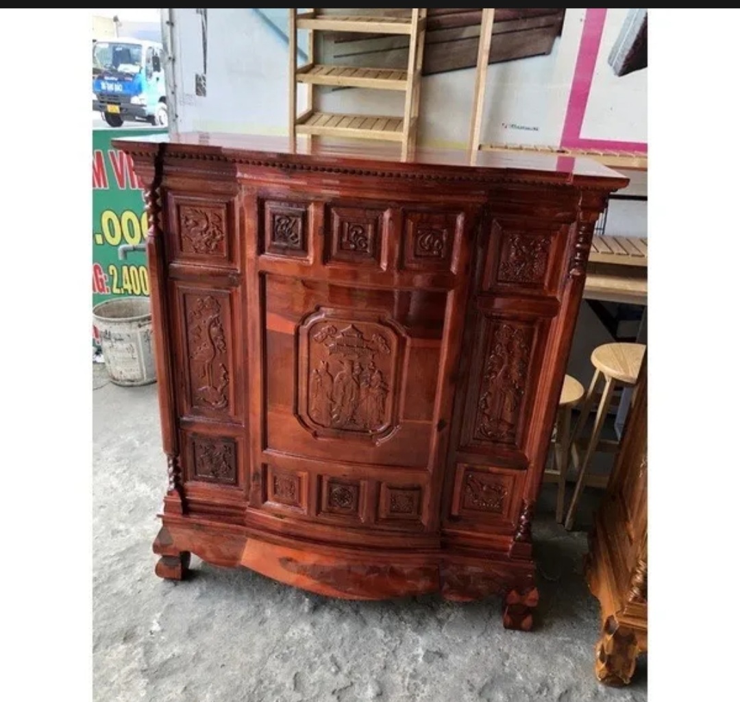 TỦ THỜ GIA TIÊN,BÀN CÚNG GỖ TRÀM CAO CẤP NGANG 1M20 CAO 1M35