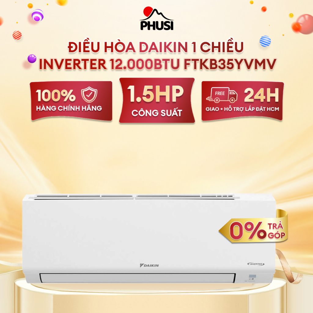 Máy lạnh Inverter Daikin 1.5hp (12000BTU) FTKB35YVMV - Hàng chính hãng