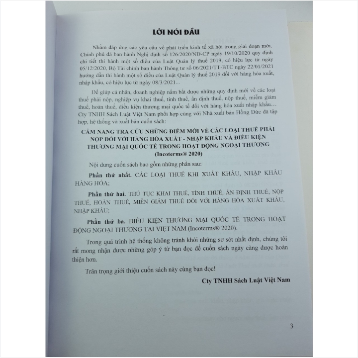 Sách Cẩm Nang Tra Cứu Những Điểm Mới Về Các Loại Thuế Phải Nộp Đối Với Hàng Hóa Xuất - Nhập Khẩu Và Điều Kiện Thương Mại Quốc Tế Trong Hoạt Động Ngoại Thương - INCOTERMS 2020 - V2056T