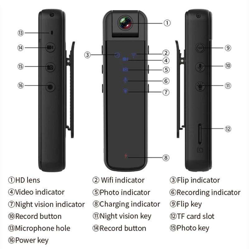 WiFi Hotspot HD 1080p Mini Body Camera Home DV Video từ tính Video Ghi âm cảm biến chuyển động Pocket