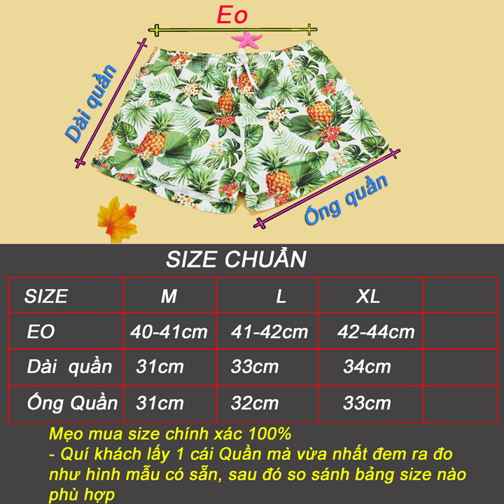 Quần short Nam vải phi lụa đi biển, mặc nhà in hoa lá - A110