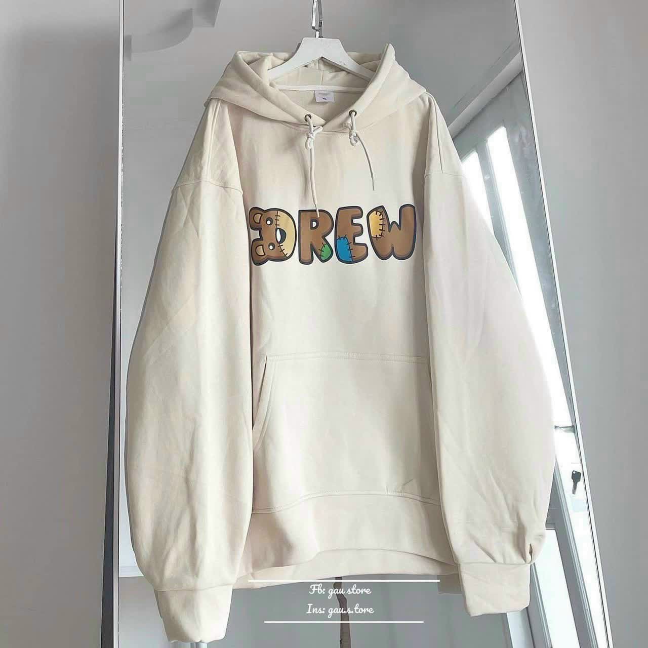 Áo Hoodie Kem Chữ DREW Có Nón Mũ 2 Lớp - FREESHIP Khoác Nỉ Form Rộng Unisex Nam Nữ Cặp Đôi Mặc Thu Đông Chống Nắng