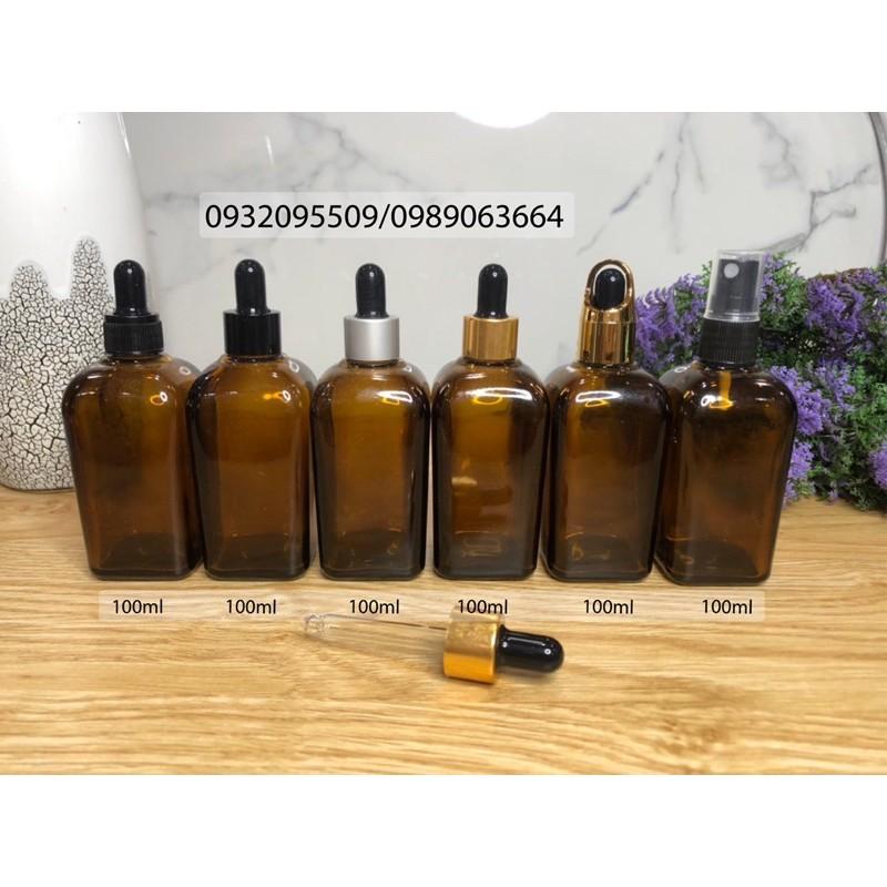 10 chai lọ vuông 100ml đựng serum mỹ phẩm tinh dầu