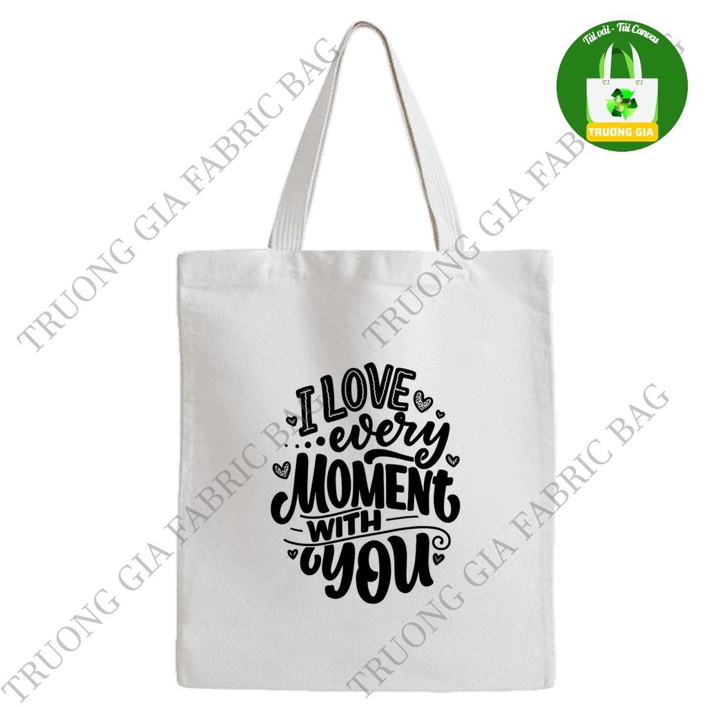 TúI Vải tote canvas Trắng in hình LETTER không khóa kéo 26x33 Trương Gia Túi Vải - Túi Canvas