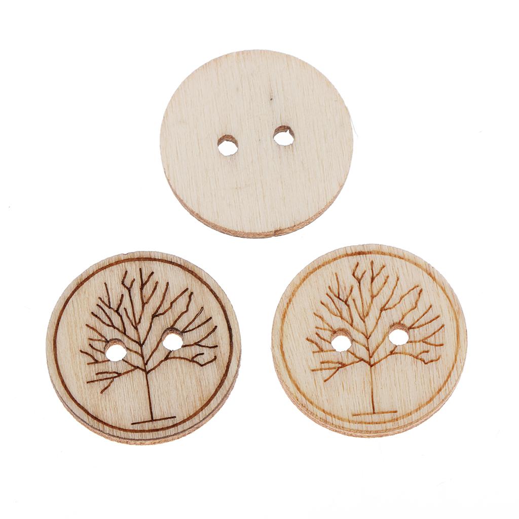 50 Miếng In Hình Vòng Nút Gỗ May Quần Áo Phụ Kiện 20 Mm