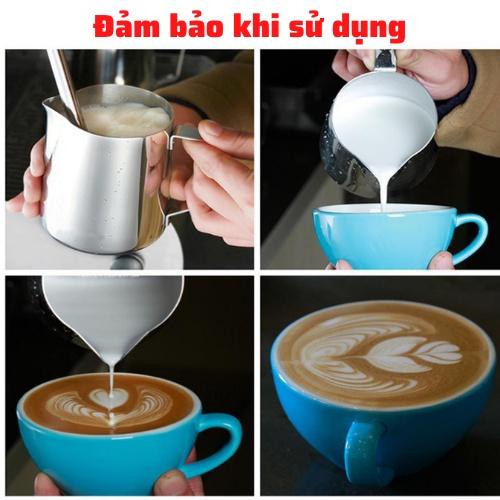 Ca đánh sữa Inox 304 cao cấp dung tích 350-550- 600ml pha latte tạo hình nghệ thuật cà phê Espresso dụng cụ pha chế