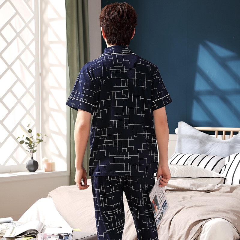 BỘ PIJAMA NAM cộc tay-Đồ bộ nam bộ hè chất vải COTTON 100% dày dặn, thông thoáng