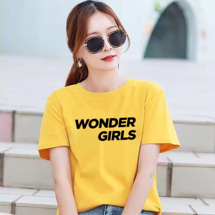 Áo thun nữ cổ tròn form rộng in chữ Wonder Girls thun cotton 4 chiều ( ANU021 )