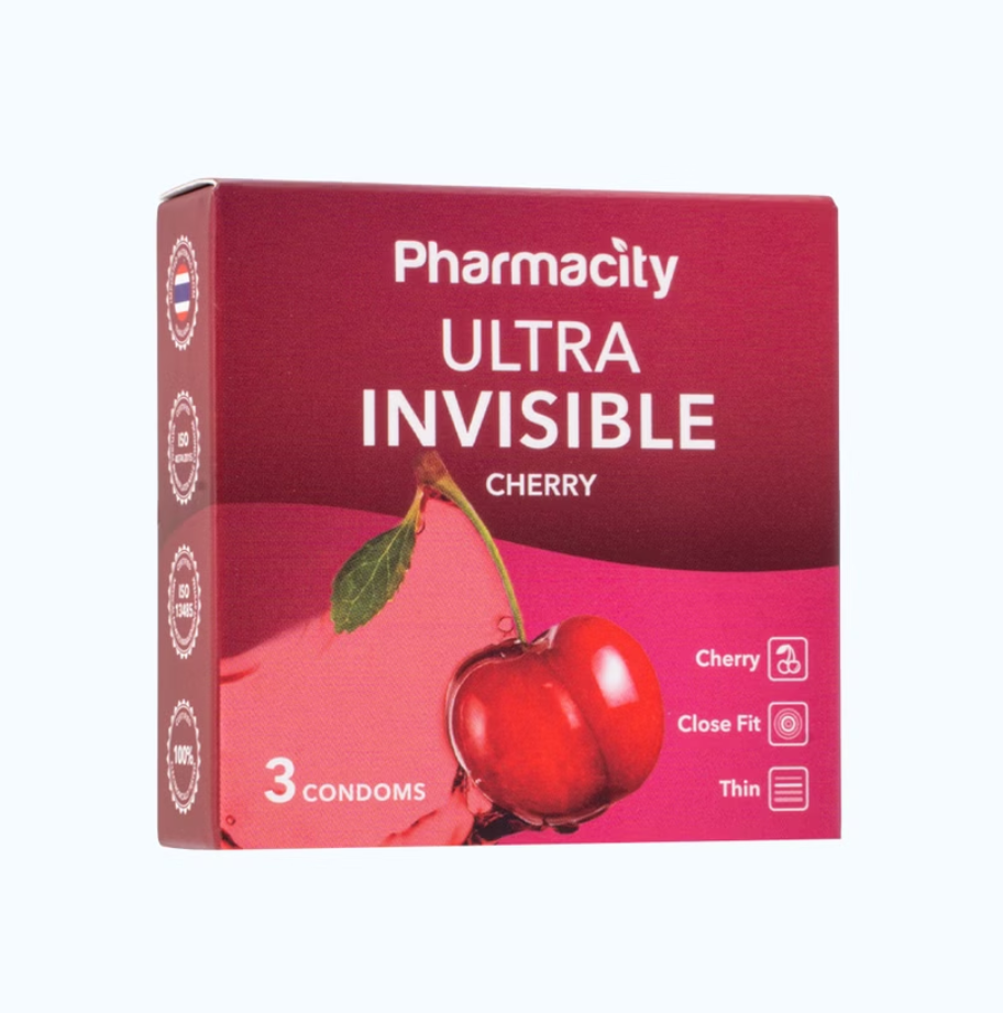 Bao Cao Su Pharmacity Ultra Invisible Cherry (Hộp 3 cái)
