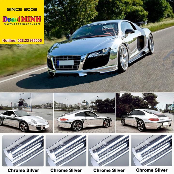 Decal xi chrome màu bạc/vàng tráng gương chống trầy dán xe cao cấp