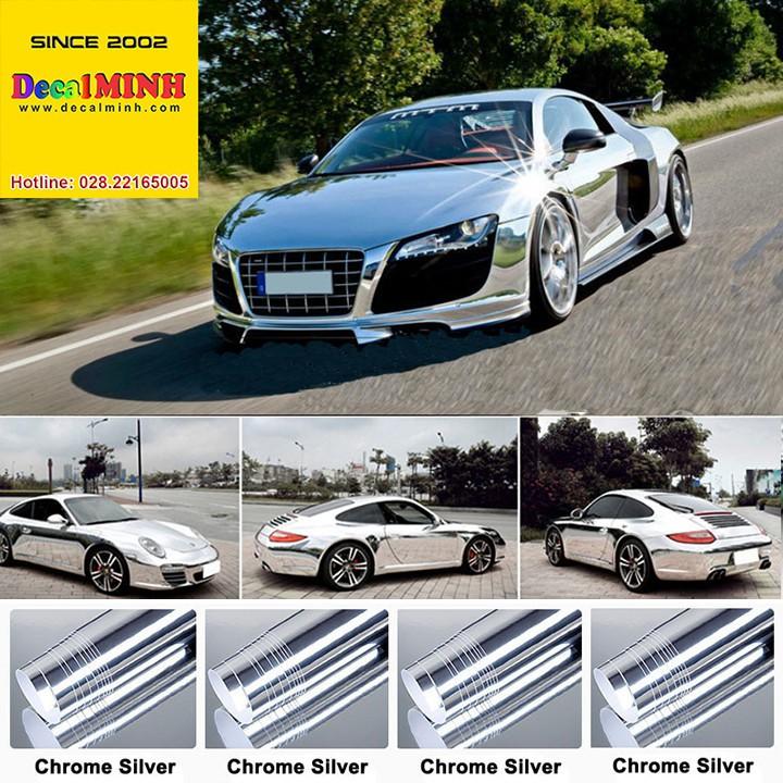 Decal chrome bạc dán xe tráng gương chống trầy cao cấp