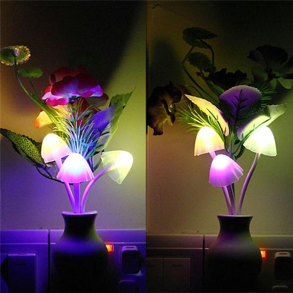 Đèn ngủ LED hình cây nấm/ lá sen 7 màu sắc thay đổi độc đáo trang trí phòng khách/ phòng ngủ