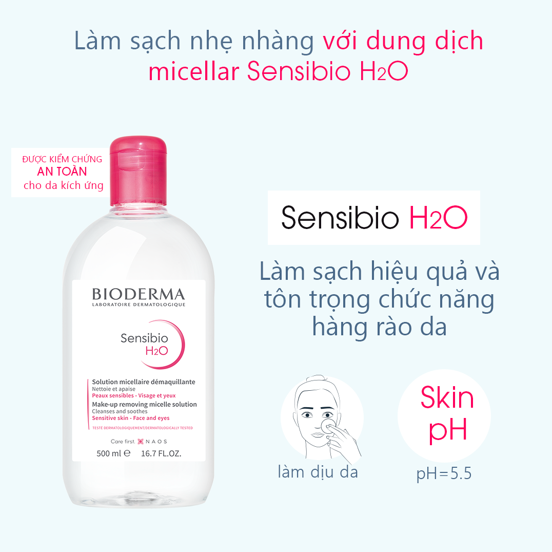 Dung Dịch Làm Sạch Và Tẩy Trang Công Nghệ Micellar Bioderma Sensibio H2O + Tặng Gương Hai Mặt Màu Ngẫu Nhiên