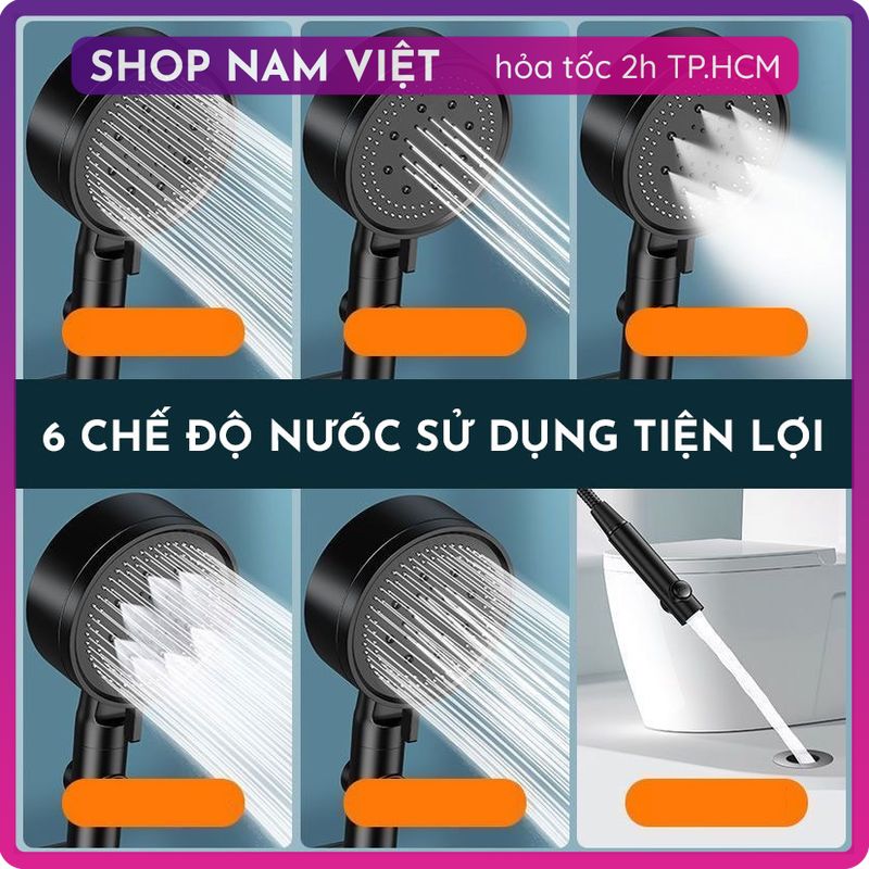 Vòi Sen Tăng Áp Giá Rẻ 6 Chế Độ Nước