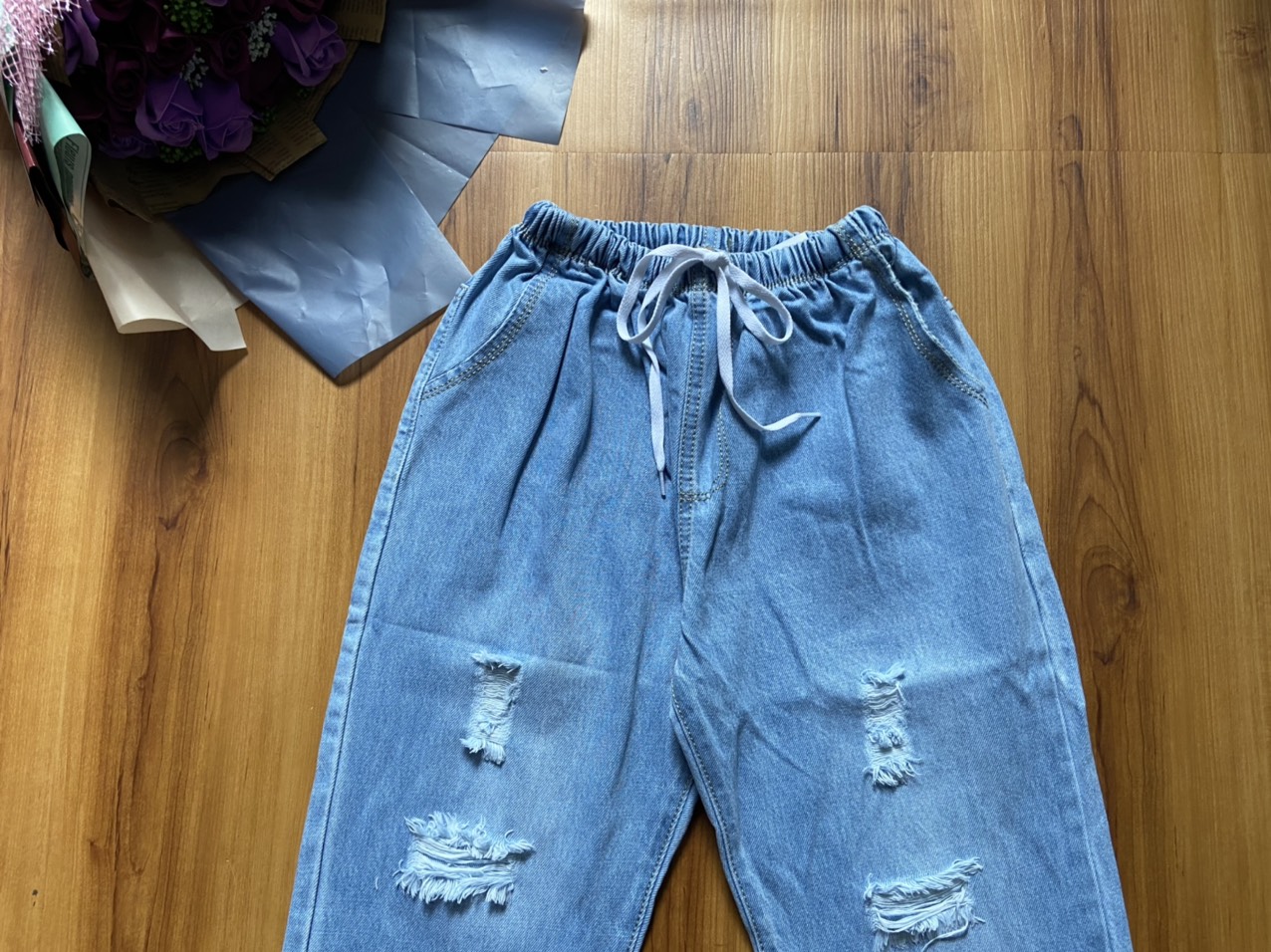 Quần Baggy Jean Nữ Bo Lai Tua