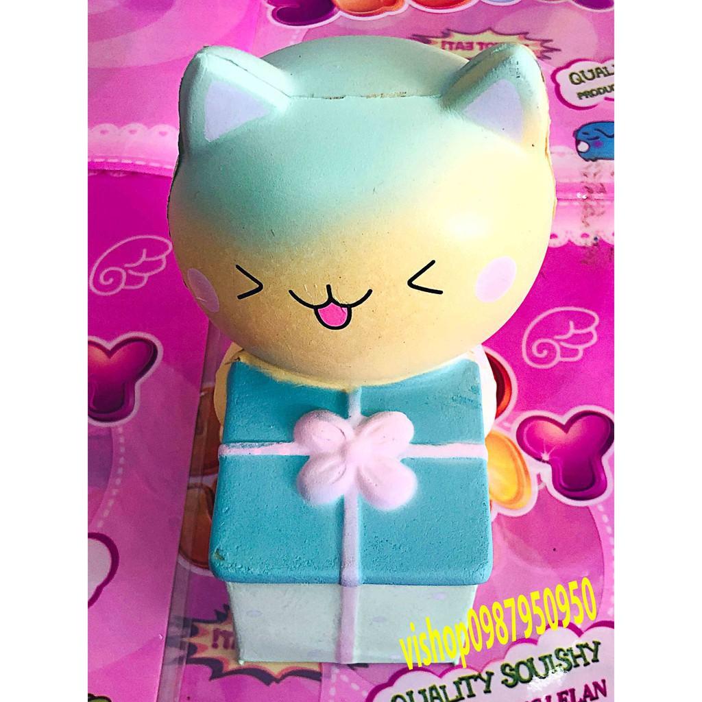 SQUISHY MÈO ấp ôm HỘP QUÀ XANH