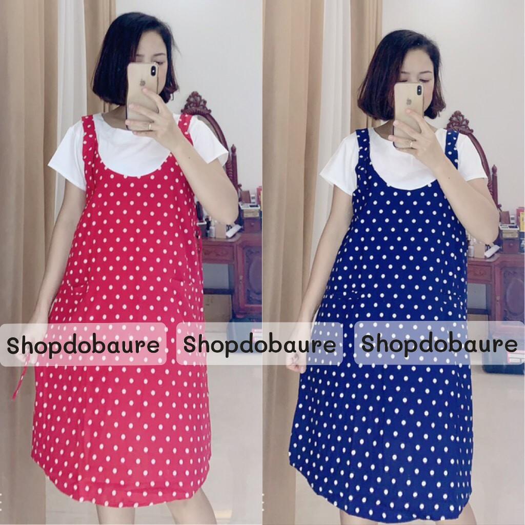 Váy bầu giả yếm chấm bi -