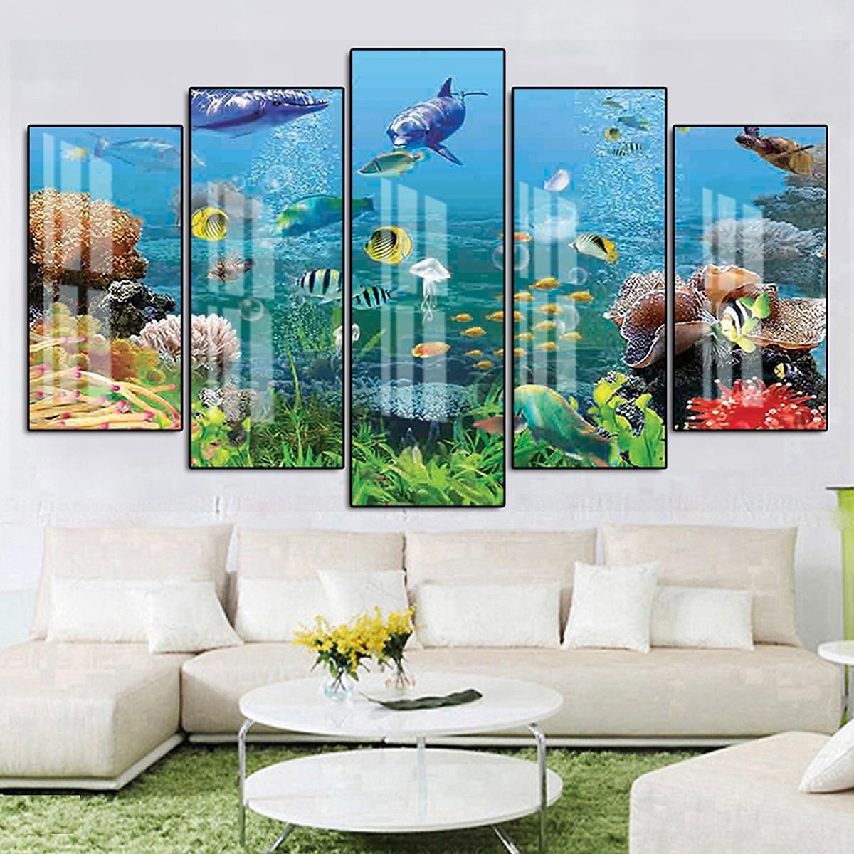 Tranh Tráng Gương Sang Trọng Treo Tường Hiện Đại _ Tranh Pha Lê Bộ 5 Đại Dương Tuyệt Đẹp
