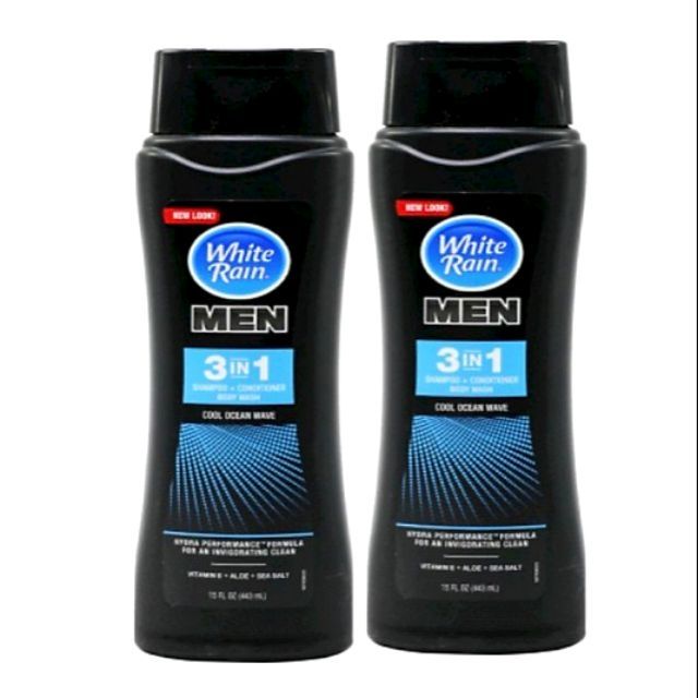 Bộ 2 chai sữa tắm gội White Rain for men 3-in-1 Cool Ocean Wave 443ml - USA