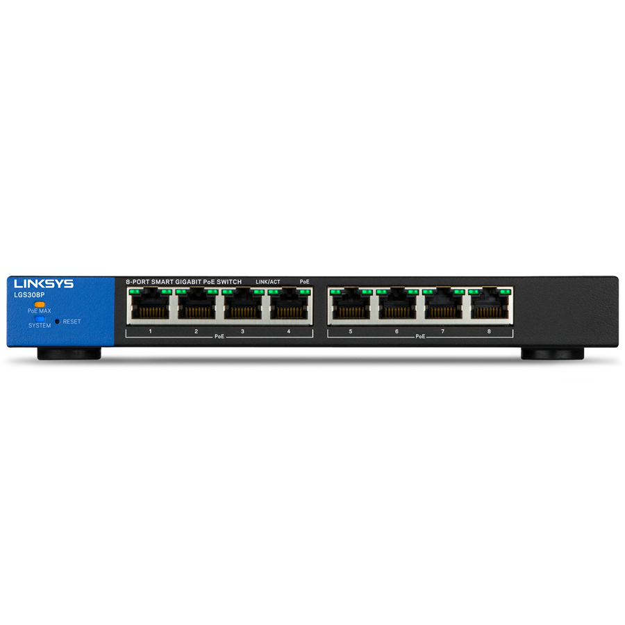 Switch Linksys LGS308P-AP Smart 8-Port Poe+ Business Gigabit - Hàng Chính Hãng